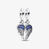 Pandora Teilbarer Charm-Anhänger: Engelsflügel - Blau, Sterling-Silber